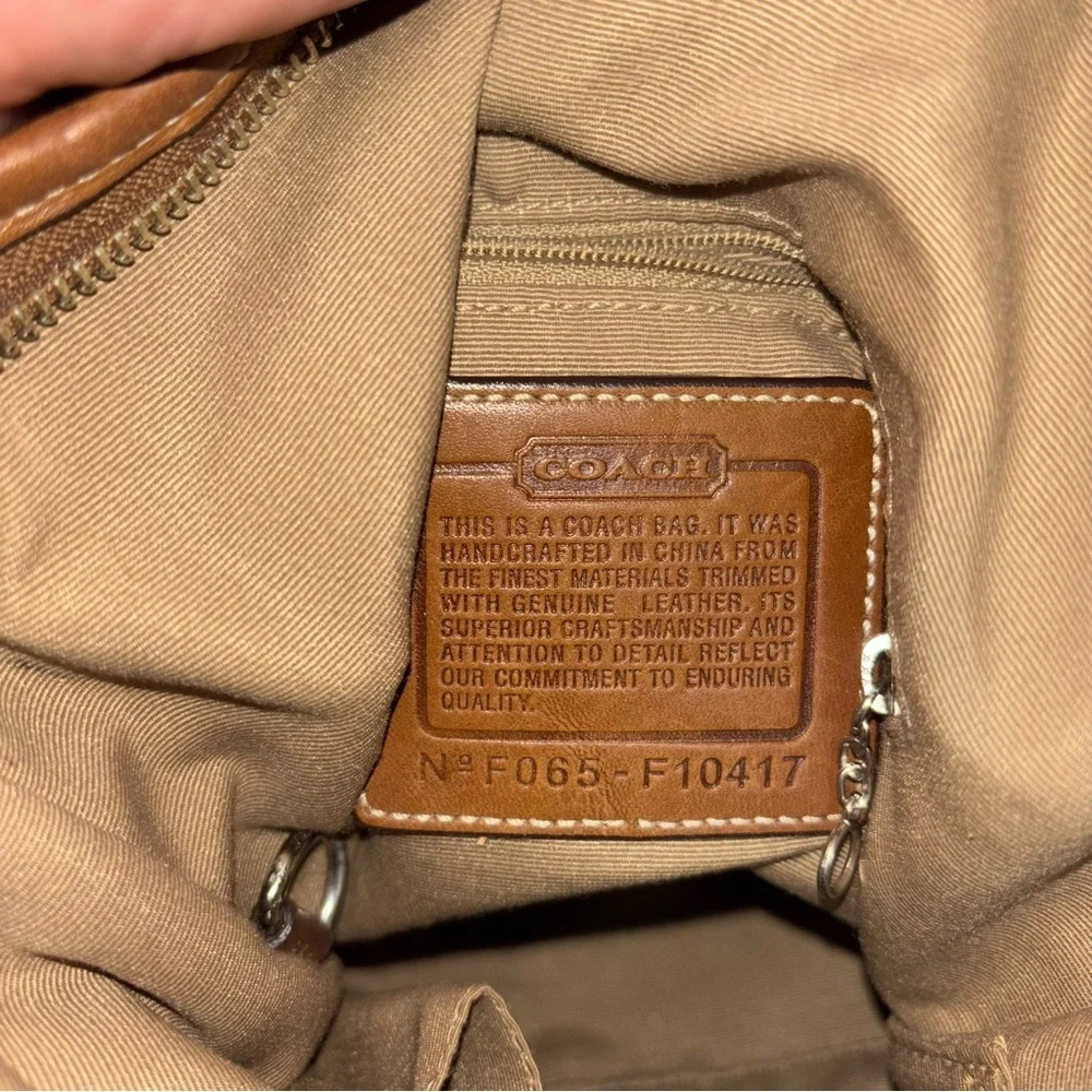 Coach Signature C Handbag with Caramel Brown Leather Strap & Bottom F10417